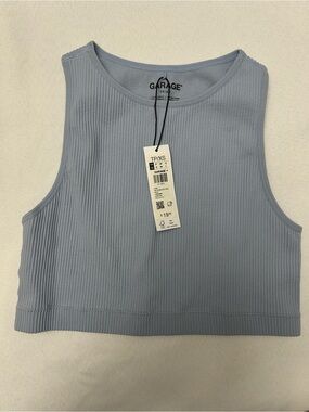Garage Ribbed Cropped Tank Top - Light Blue size XS